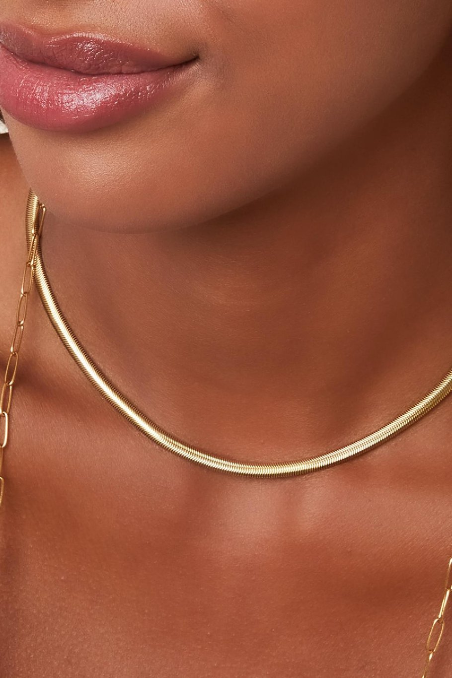 Collar de eslabones planos Color dorado Acero inoxidable Imagen3